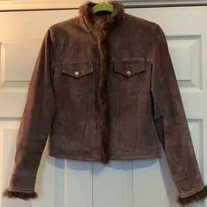 Suede Jacket with Faux Fur trim XS